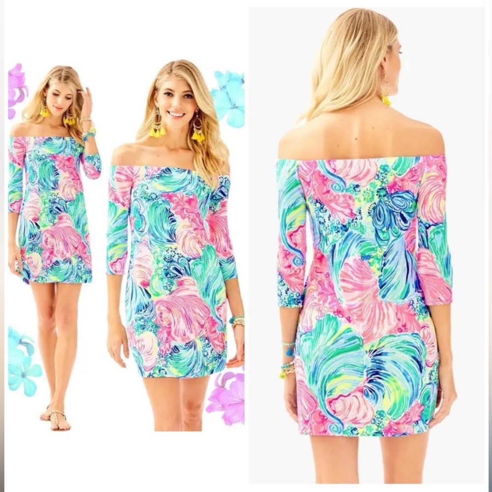 Lilly Pulitzer Small Laurana “Beach Please” Off Shoulder Dress